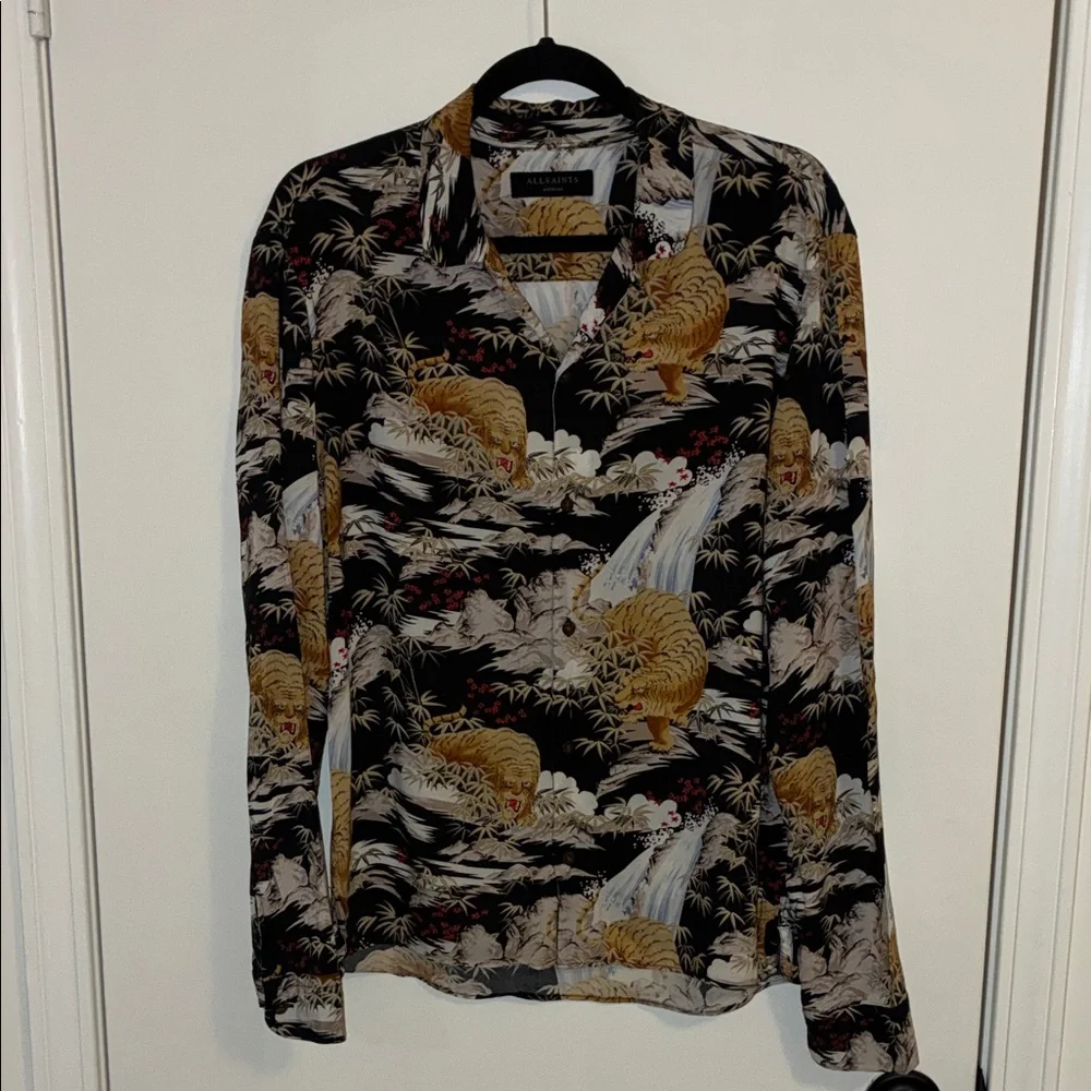 All Saints Sumatra Slim Fit Button Down Long Sleeve Shirt - Picture 5 of 8